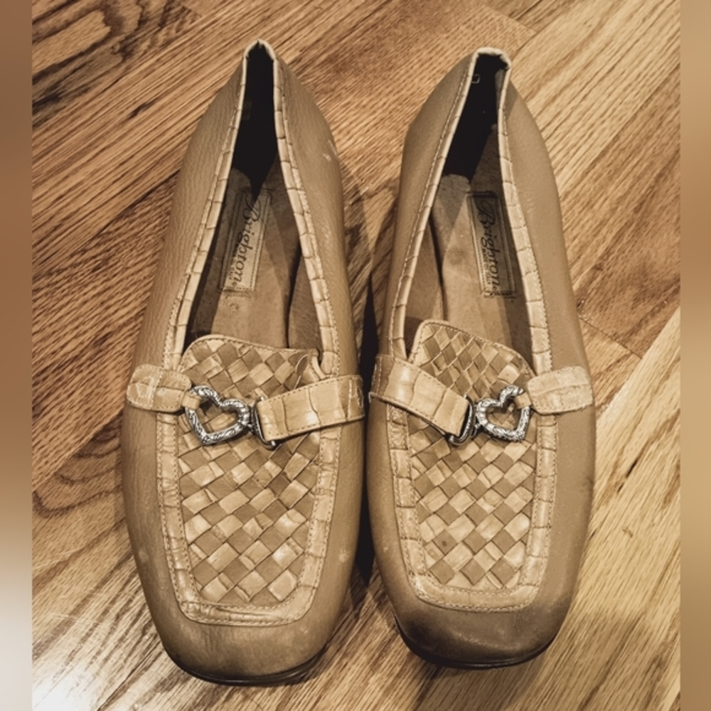 Brighton Weave Loafers - Heart Accents‎ - Size 8.5 Beige